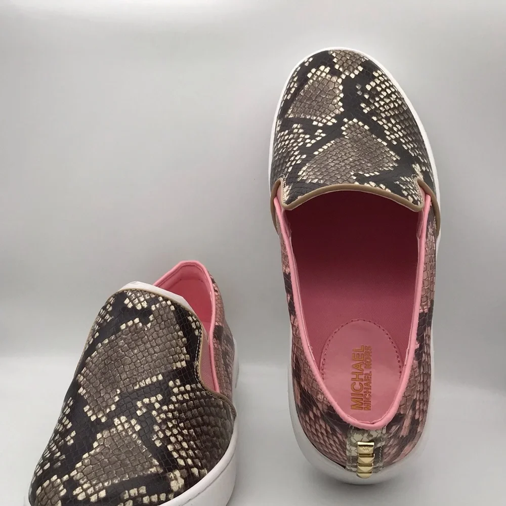 NWT Michael Kors Keaton Slip On Sneakers - SIZE 8 Shell Pink and python